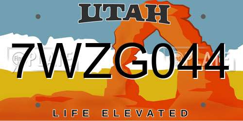 7WZG044 Utah License Plate