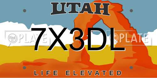 7X3DL Utah License Plate