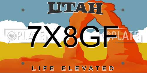 7X8GF Utah License Plate