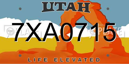 7XA0715 Utah License Plate