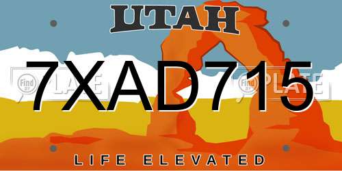 7XAD715 Utah License Plate