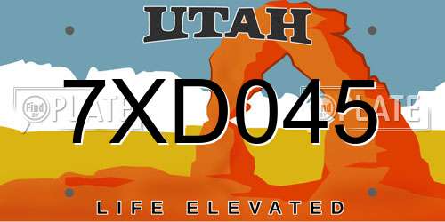 7XD045 Utah License Plate