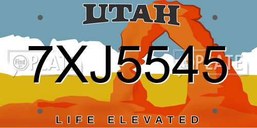 7XJ5545 Utah License Plate