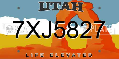 7XJ5827 Utah License Plate