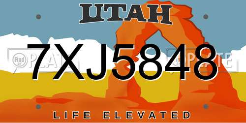 7XJ5848 Utah License Plate