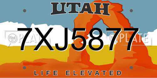 7XJ5877 Utah License Plate