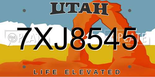 7XJ8545 Utah License Plate