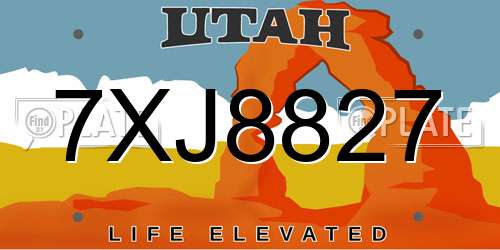 7XJ8827 Utah License Plate