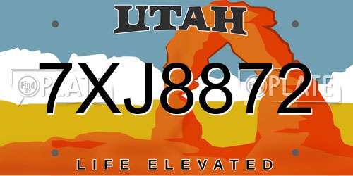 7XJ8872 Utah License Plate
