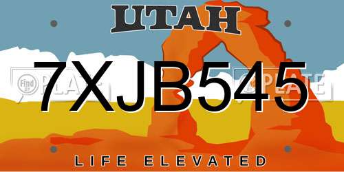 7XJB545 Utah License Plate
