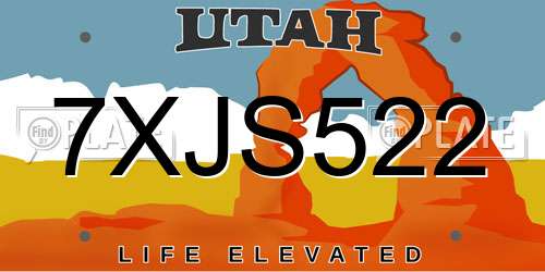 7XJS522 Utah License Plate