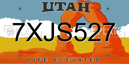 7XJS527 Utah License Plate