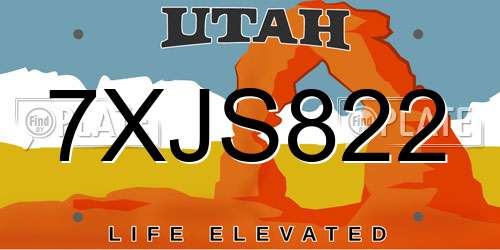 7XJS822 Utah License Plate