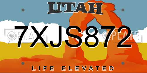 7XJS872 Utah License Plate