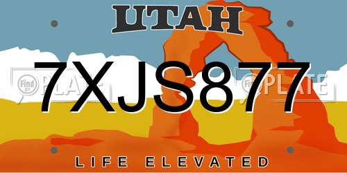 7XJS877 Utah License Plate
