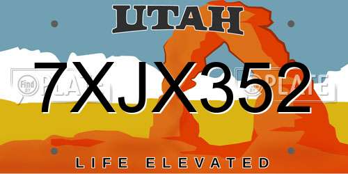 7XJX352 Utah License Plate