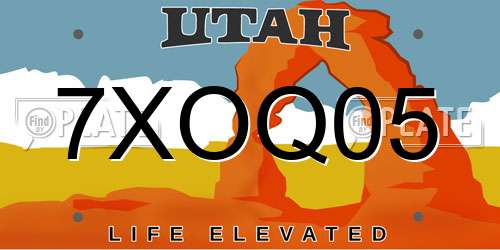 7XOQ05 Utah License Plate