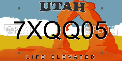 7XQQ05 Utah License Plate