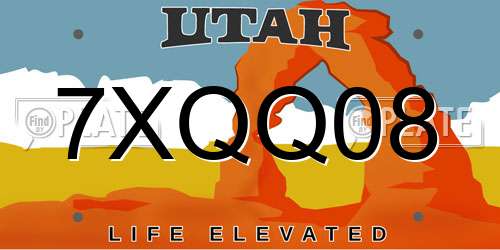 7XQQ08 Utah License Plate