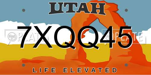 7XQQ45 Utah License Plate