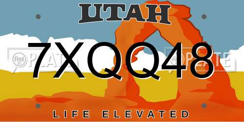 7XQQ48 Utah License Plate