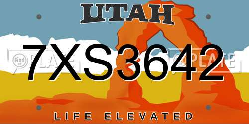 7XS3642 Utah License Plate
