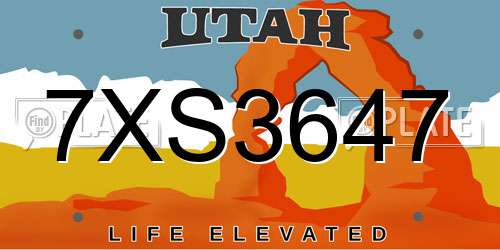 7XS3647 Utah License Plate