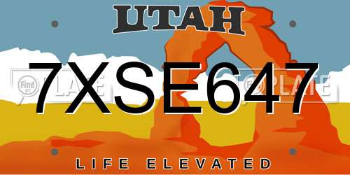 7XSE647 Utah License Plate