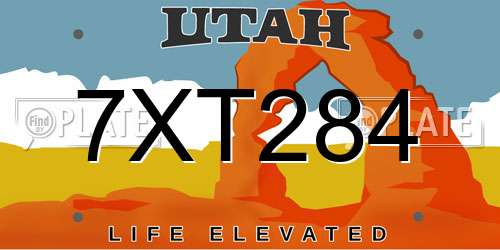 7XT284 Utah License Plate