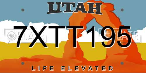 7XTT195 Utah License Plate
