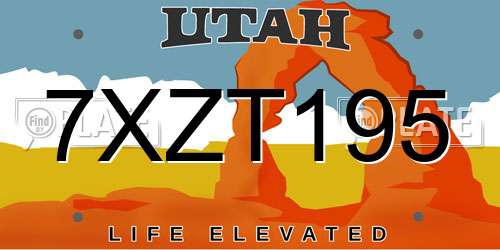 7XZT195 Utah License Plate