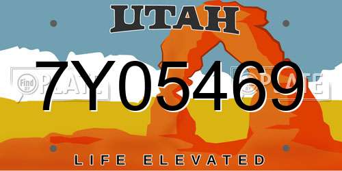 7Y05469 Utah License Plate