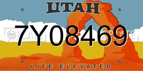 7Y08469 Utah License Plate