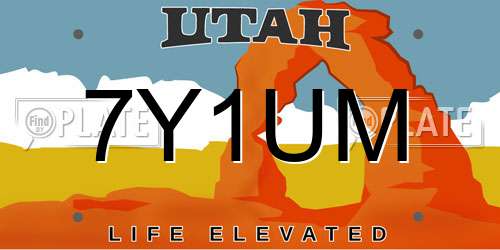 7Y1UM Utah License Plate