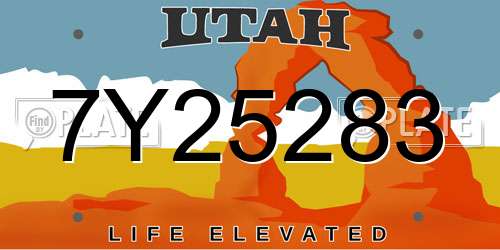 7Y25283 Utah License Plate