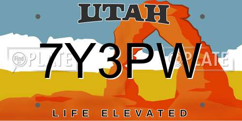 7Y3PW Utah License Plate