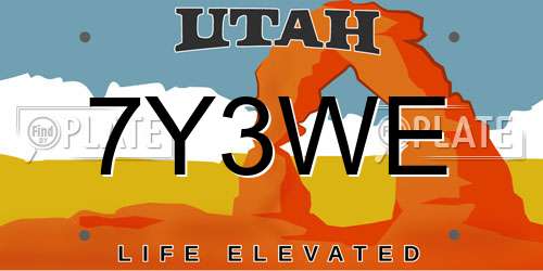 7Y3WE Utah License Plate