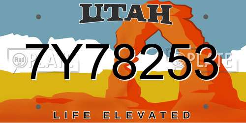 7Y78253 Utah License Plate