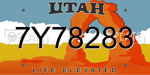 7Y78283 Utah License Plate