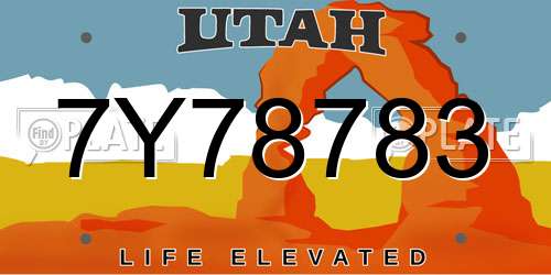 7Y78783 Utah License Plate