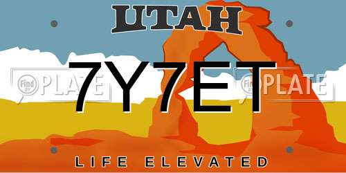 7Y7ET Utah License Plate