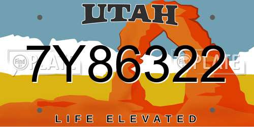 7Y86322 Utah License Plate