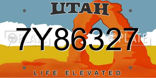 7Y86327 Utah License Plate
