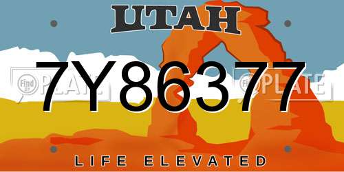 7Y86377 Utah License Plate