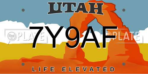 7Y9AF Utah License Plate