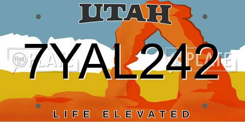 7YAL242 Utah License Plate