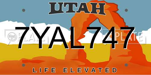 7YAL747 Utah License Plate