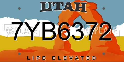7YB6372 Utah License Plate