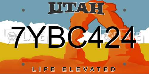 7YBC424 Utah License Plate