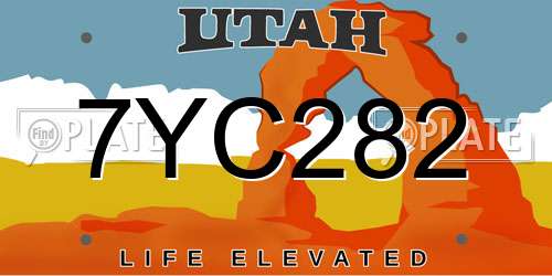 7YC282 Utah License Plate